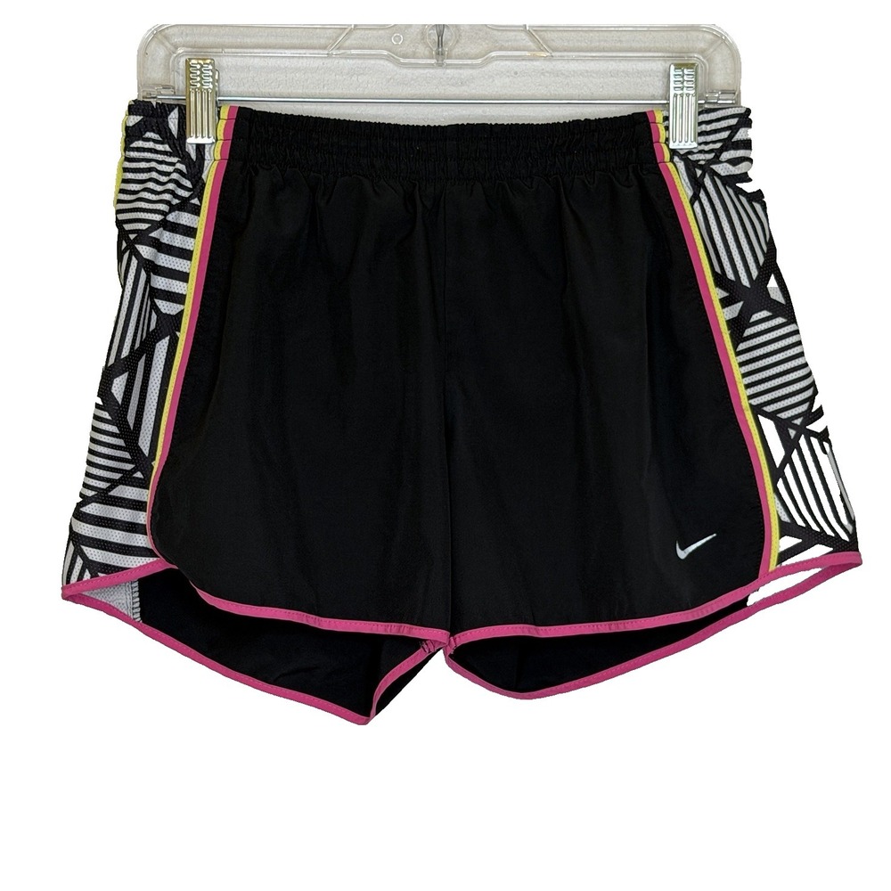 Nike Dri Fit Athletic Tempo Shorts Womens Medium Black Pink Elastic Waist Lined